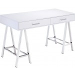 ACME Coleen Desk, White High Gloss & Chrome