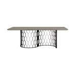 Solange Concrete and Black Metal Rectangular Dining Table