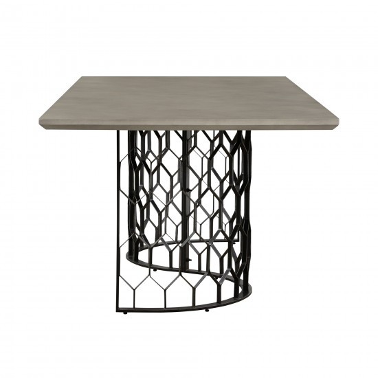 Solange Concrete and Black Metal Rectangular Dining Table