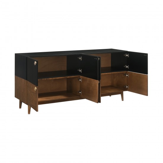 Amigo Black Veneer and Walnut Wood Buffet