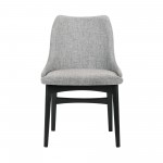 Azalea Gray Fabric and Black Wood Dining Side Chairs - Set of 2