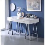 ACME Coleen Desk, White High Gloss & Chrome