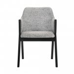 Renzo Light Gray Fabric and Black Wood Dining Side Chairs - Set of 2