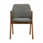 Renzo Charcoal Fabric and Walnut Wood Dining Side Chairs - Set of 2