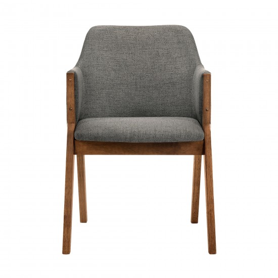 Renzo Charcoal Fabric and Walnut Wood Dining Side Chairs - Set of 2