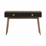 Amigo Black Veneer and Walnut Wood Console Table