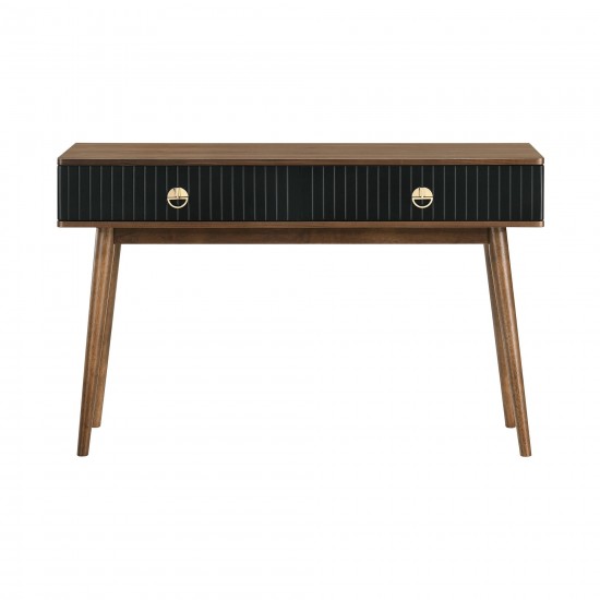 Amigo Black Veneer and Walnut Wood Console Table