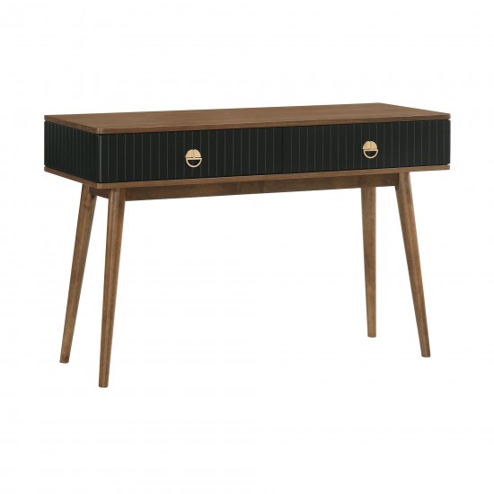 Amigo Black Veneer and Walnut Wood Console Table