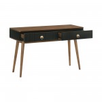 Amigo Black Veneer and Walnut Wood Console Table