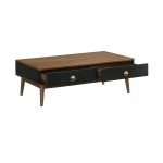 Amigo Black Veneer and Walnut Wood Coffee Table