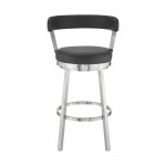 Kobe 26" Counter Height Swivel Black Faux Leather Bar Stool