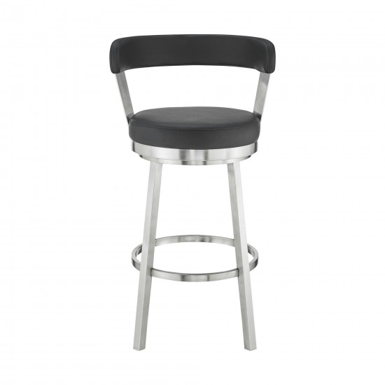 Kobe 26" Counter Height Swivel Black Faux Leather Bar Stool