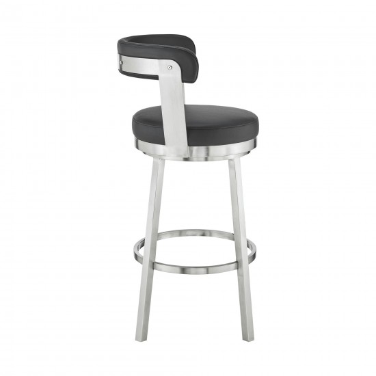 Kobe 26" Counter Height Swivel Black Faux Leather Bar Stool