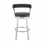 Kobe 30" Bar Height Swivel Black Faux Leather Bar Stool