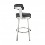 Kobe 30" Bar Height Swivel Black Faux Leather Bar Stool