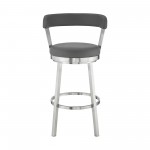 Kobe 30" Bar Height Swivel Gray Faux Leather Bar Stool