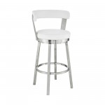 Kobe 26" Counter Height Swivel White Faux Leather Bar Stool