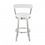 Kobe 26" Counter Height Swivel White Faux Leather Bar Stool