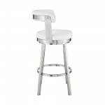 Kobe 26" Counter Height Swivel White Faux Leather Bar Stool