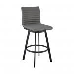 Jermaine 30" Bar Height Swivel Bar Stool in Matt Black Finish