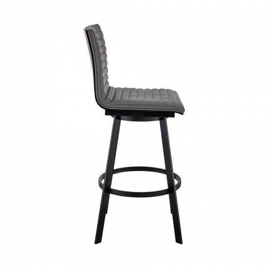 Jermaine 30" Bar Height Swivel Bar Stool in Matt Black Finish