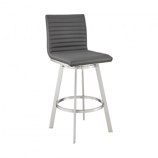 Jermaine 26" Counter Swivel Bar Stool in Brushed Stainless Steel Finish