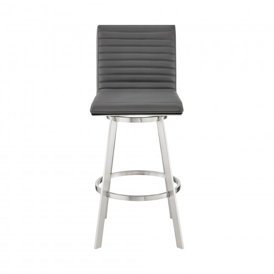 Jermaine 26" Counter Swivel Bar Stool in Brushed Stainless Steel Finish