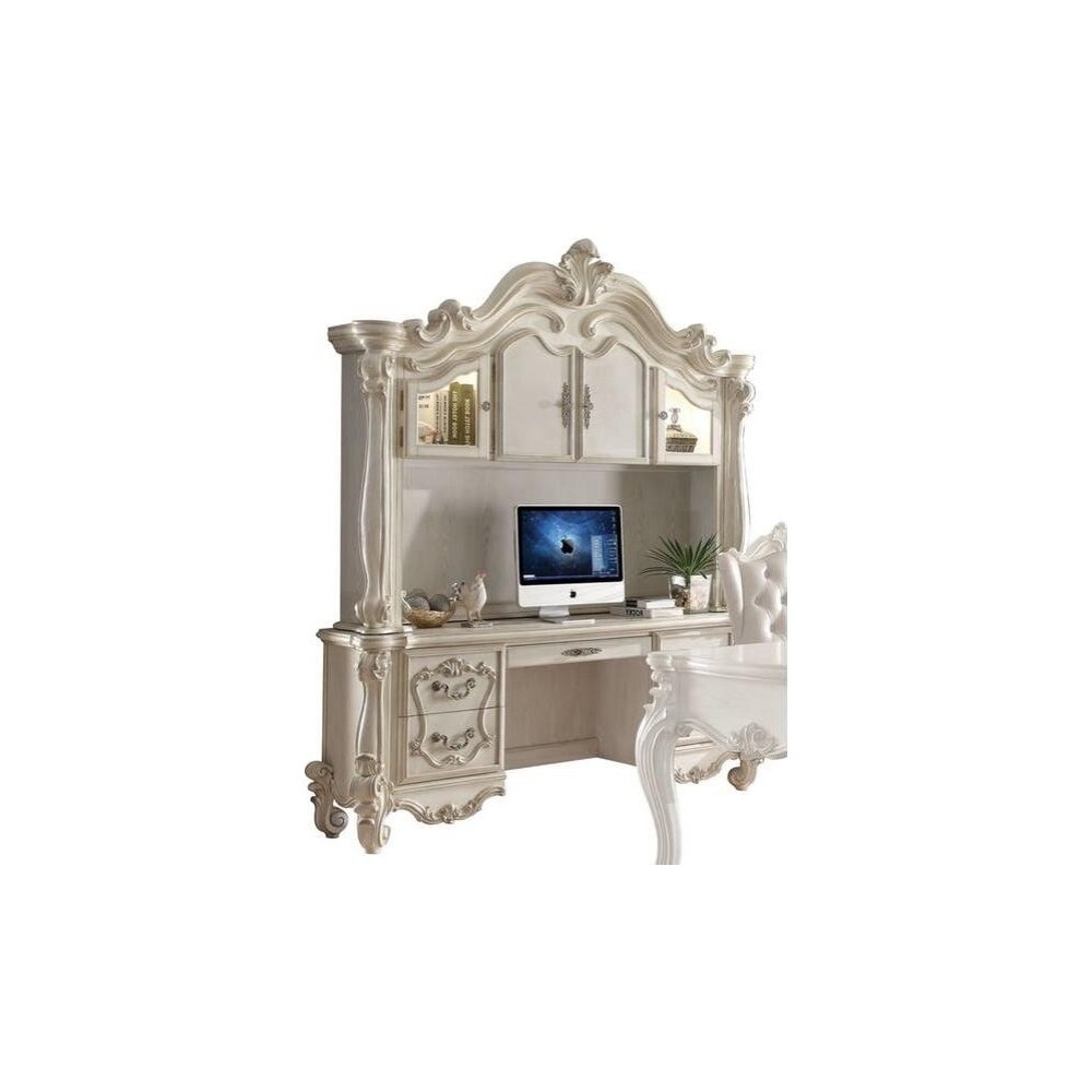 ACME Versailles Computer Desk & Hutch, Bone White