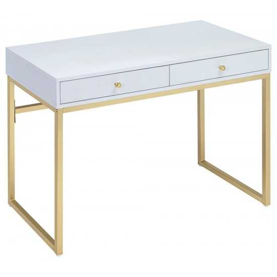 ACME Coleen Desk, White & Brass