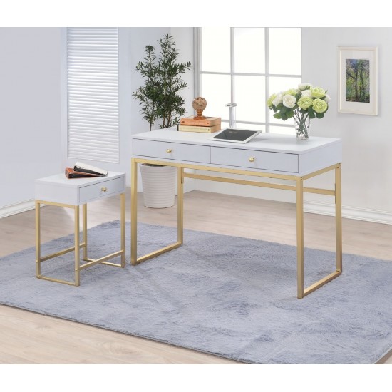 ACME Coleen Desk, White & Brass