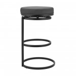 Vander 26" Gray Faux Leather and Black Metal Swivel Bar Stool