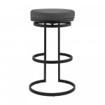 Vander 26" Gray Faux Leather and Black Metal Swivel Bar Stool