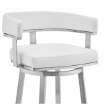 Cohen 30" White Faux Leather and Brushed Stainless Steel Swivel Bar Stool