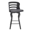 Verne 26" Swivel Gray Faux Leather and Black Wood Bar Stool
