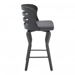 Verne 26" Swivel Gray Faux Leather and Black Wood Bar Stool