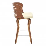 Verne 26" Swivel Cream Faux Leather and Walnut Wood Bar Stool