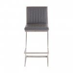 Pinellas 30" Vintage Gray Faux Leather and Brushed Stainless Steel Bar Stool