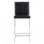 Pinellas 30" Vintage Black Faux Leather and Brushed Stainless Steel Bar Stool