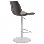 Oneida Adjustable Gray Velvet and Brushed Stainless Steel Bar and Counter Stool