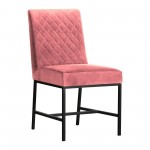 Napoli Pink Velvet and Black Leg Modern Accent Dining Chair- Set of 2