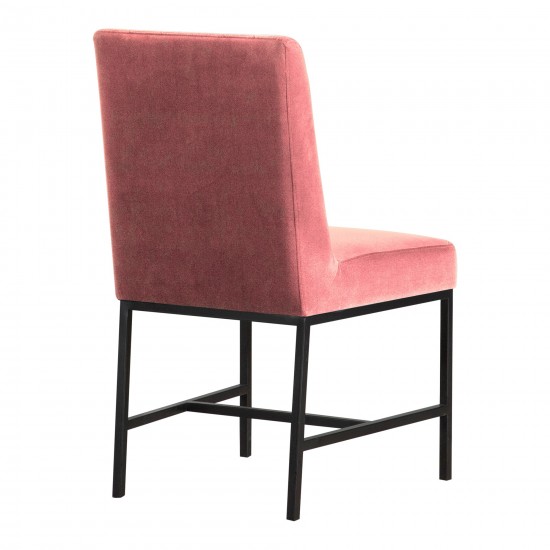 Napoli Pink Velvet and Black Leg Modern Accent Dining Chair- Set of 2