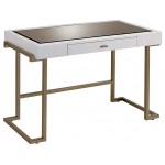 ACME Boice Desk, White PU & Champagne