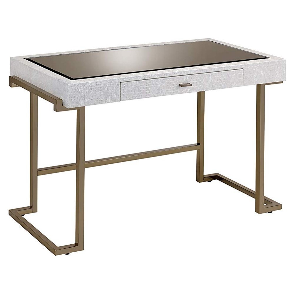 ACME Boice Desk, White PU & Champagne