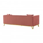 Everest 90" Blush Fabric Upholstered Sofa with Brushed Gold Legs