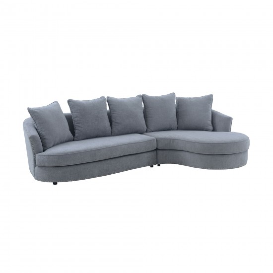 Queenly Gray Fabric Uphostered Corner Sofa