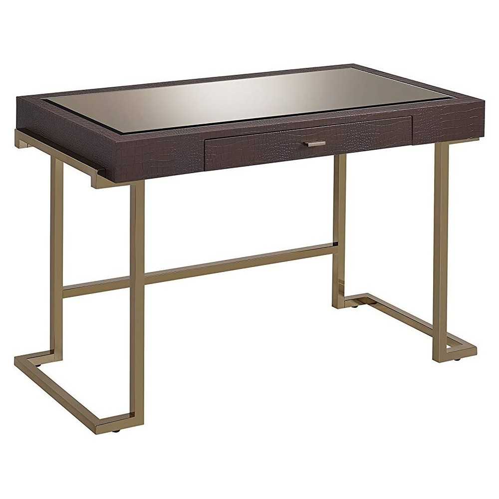 ACME Boice Desk, Espresso PU & Champagne