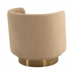 Peony Natrual Fabric Upholstered Sofa Accent Chair with Brushed Gold Legs