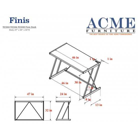 ACME Finis Desk (USB Dock), Weathered Oak & Chrome