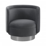 Peony Gray Fabric Upholstered Sofa Accent Chair with Brushed Gold Legs