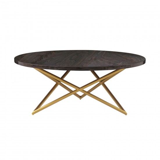 Atala Brown Veneer Coffee Table with Brushed Gold Legs